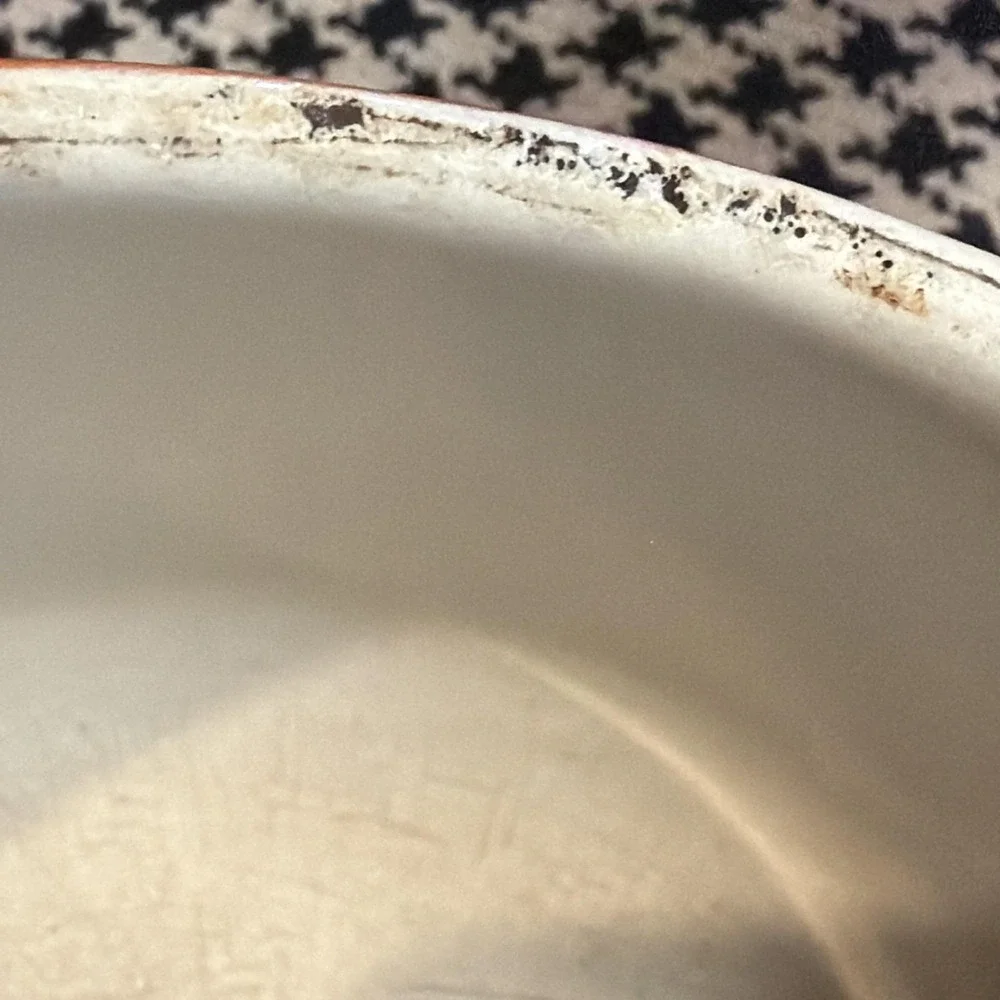 Vintage Descoware Flame Ombre Orange Enameled Cast Iron Saucepan w/‎ Lid FE 18